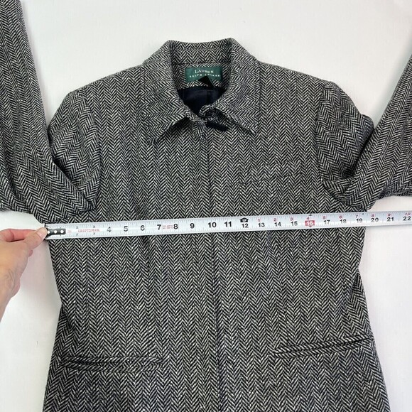Ralph Lauren Wool Herringbone blazer Zip Front Blazer Jacket Size 12 old money - Picture 7 of 16